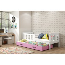 Bērnu divguļamā gulta KUBUS 80x160 balts/rozā